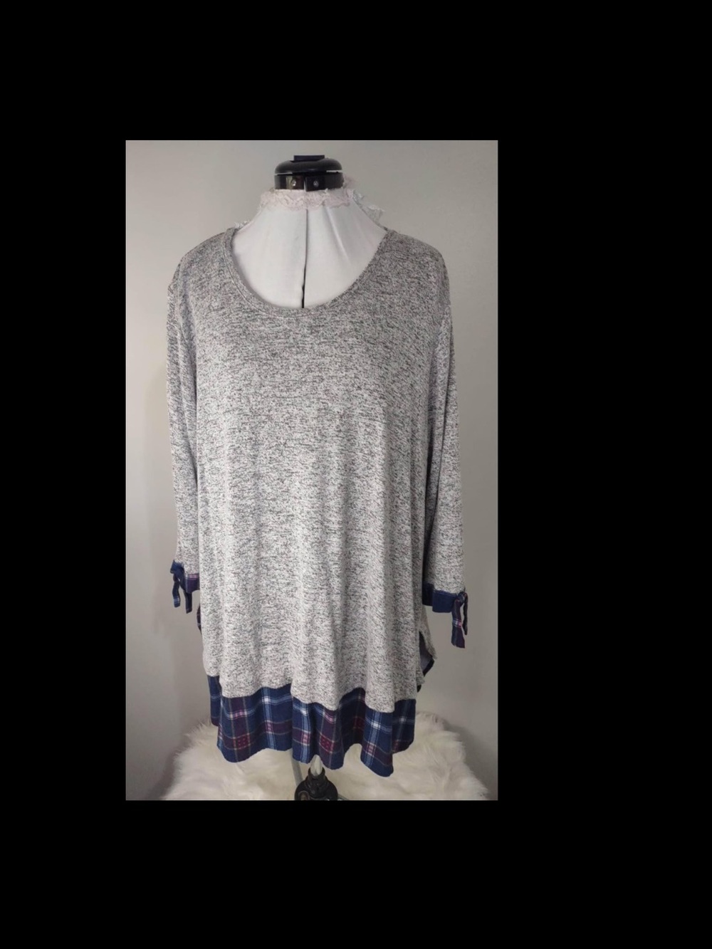 2X 22/24 Catherines Womens Long Sleeve Gray Tunic/Blouse C7299